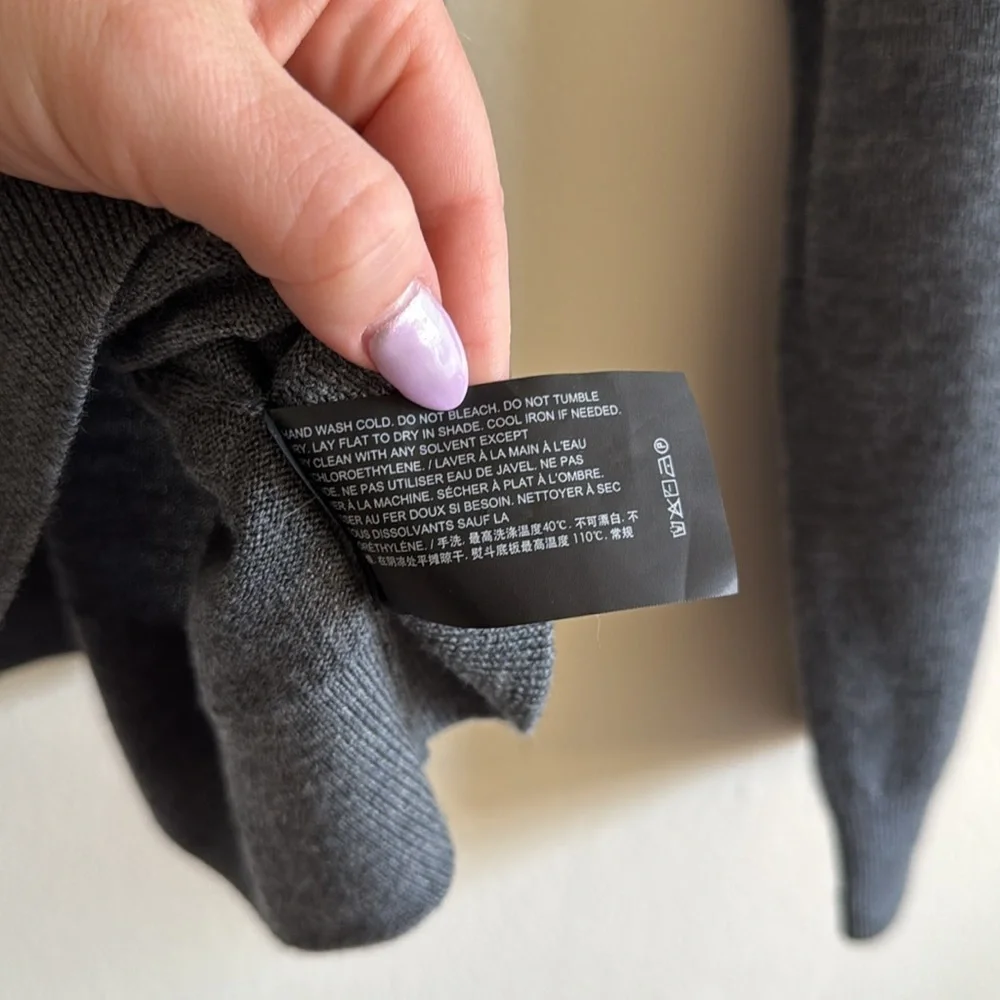 Theory Dermont Crewneck Merino Wool Soft Luster Plus Grey Sweater